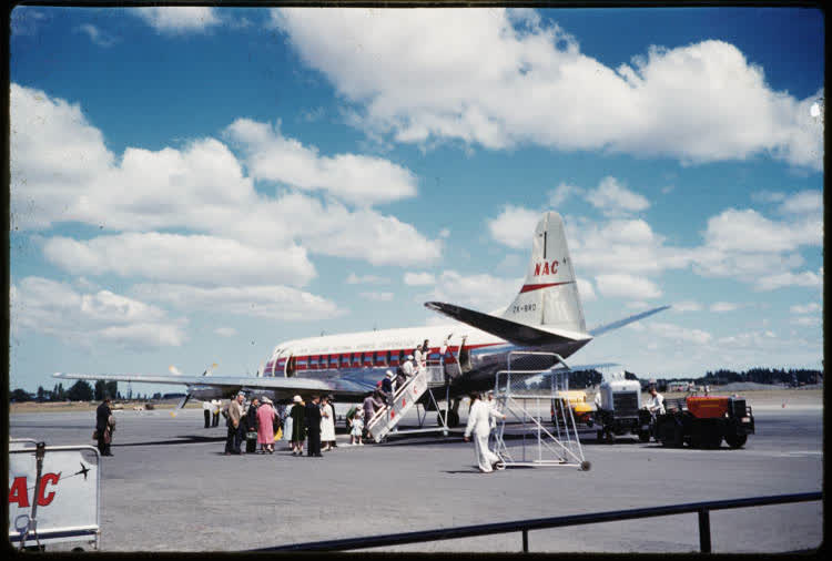 NAC ZK-BRD at Christchurch Airport, 1950