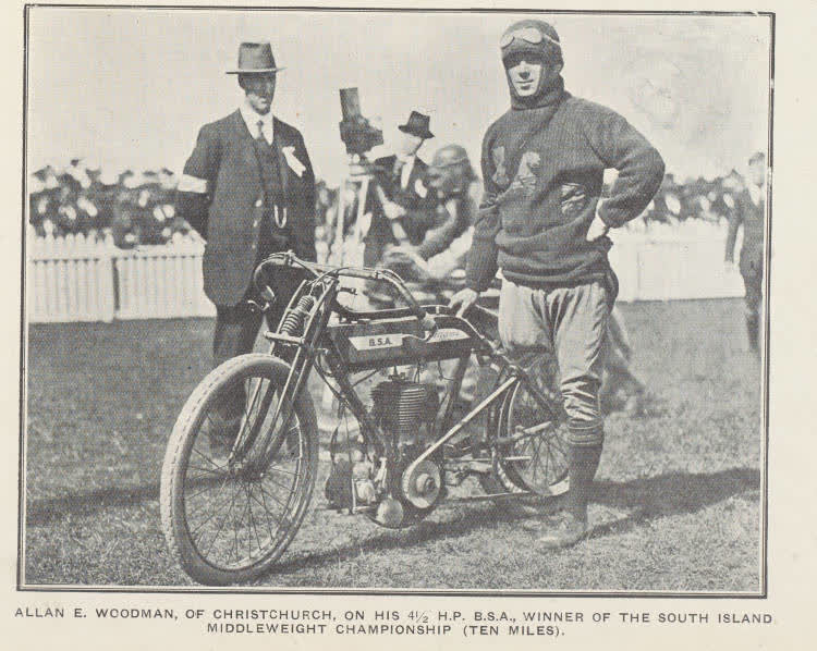 Successful competitors at the recent Red Cross Motor Cycle Carnival held at the Canterbury Park Trotting Club's grounds, Christchurch, 1917