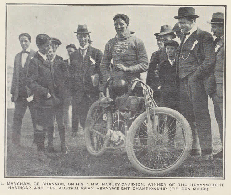 Successful competitors at the recent Red Cross Motor Cycle Carnival held at the Canterbury Park Trotting Club's grounds, Christchurch, 1917