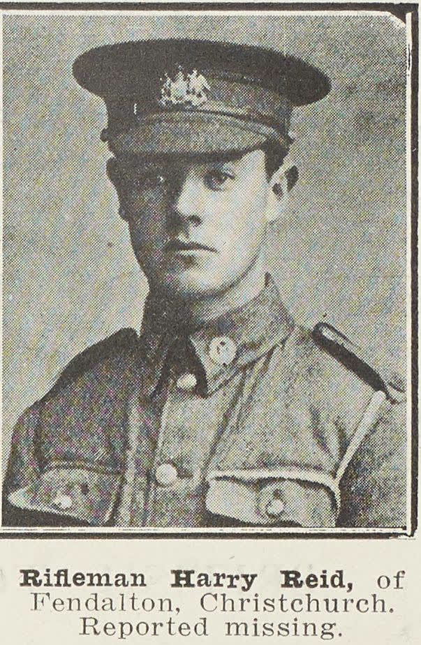 Rifleman Harry Reid, of Fendalton, Christchurch, 1917