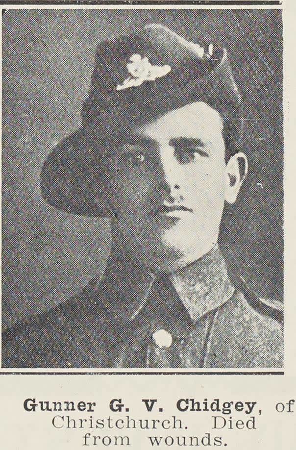 Gunner G. V. Chidgey, of Christchurch, 1917