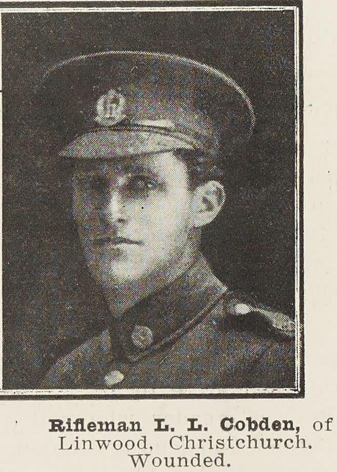 Rifleman L. L. Cobden, of Linwood, Christchurch, 1917