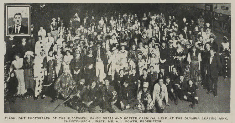 Fancy Dress and Poster Carnival held at the Olympia Skating Rink, Christchurch, 1916