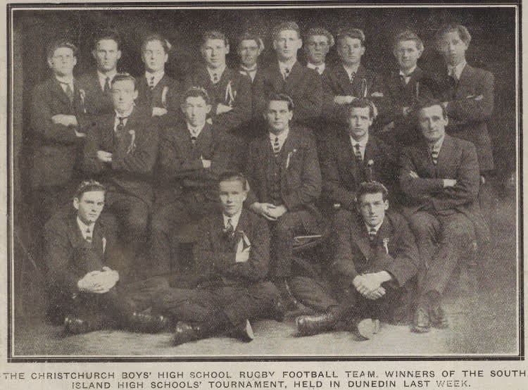 The Christchurch Boys' High School Rugby Football Team, 1920