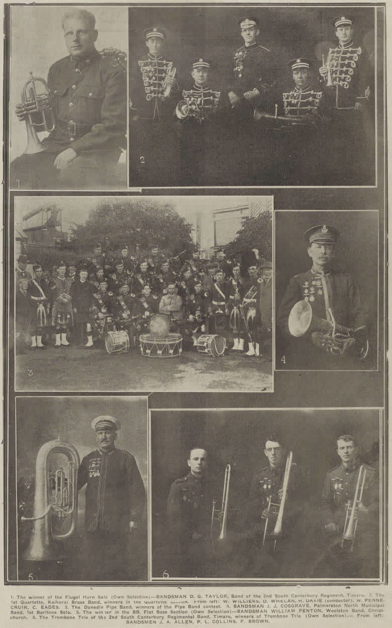 Successful competitors at the Dunedin Band Contest, 1920