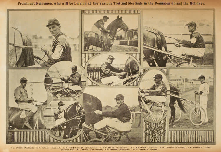 Prominent reinsmen, who will be driving at the various trotting meetings in the Dominion during the holidays, 1918