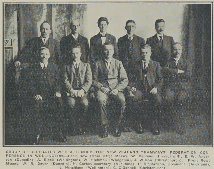 Group of delegates who attended the New Zealand Tramways' Federation Conference in Wellington, 1917