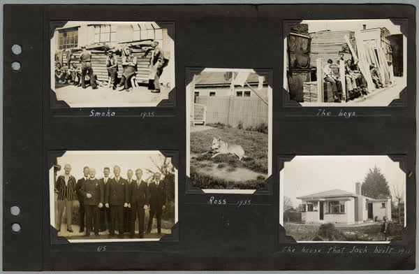 Group portraits of family and work colleagues, and a new house, 1935