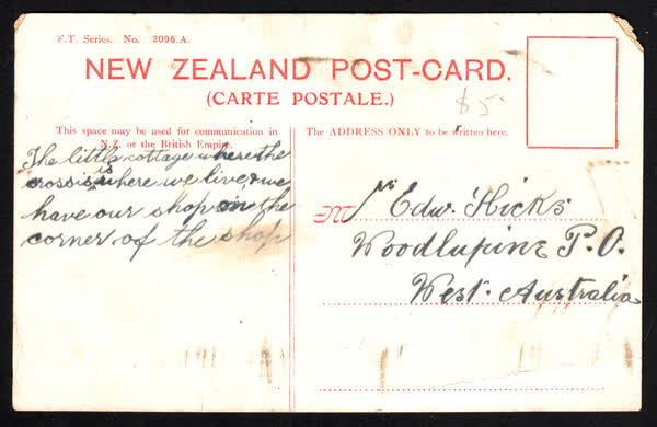 Back of "Colombo St Bridge" postcard, 1900