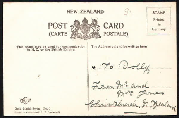 Back of "Gardens, River Avon" postcard, 1900