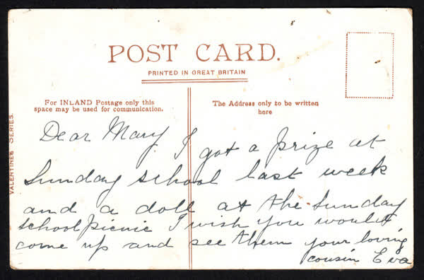 Back of "Greetings from Christchurch" postcard, 1900
