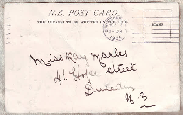 Back of "Royal exchange building" postcard, 1905