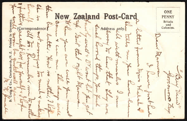 Back of "Gloucester St. Bridge" postcard, 1900