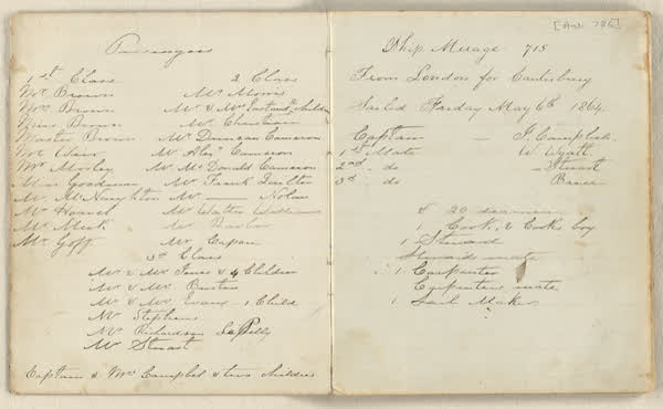 Charles E. D. Goff shipboard diary, spread 2 of 63, Archive 786, 1864