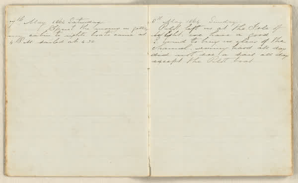 Charles E. D. Goff shipboard diary, spread 4 of 63, Archive 786, 1864