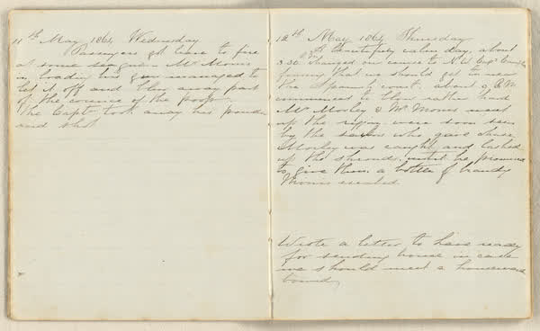 Charles E. D. Goff shipboard diary, spread 6 of 63, Archive 786, 1864