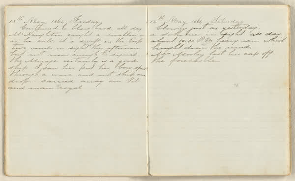 Charles E. D. Goff shipboard diary, spread 7 of 63, Archive 786, 1864