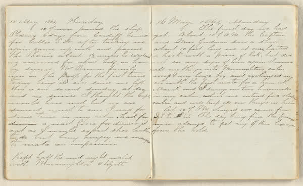 Charles E. D. Goff shipboard diary, spread 8 of 63, Archive 786, 1864