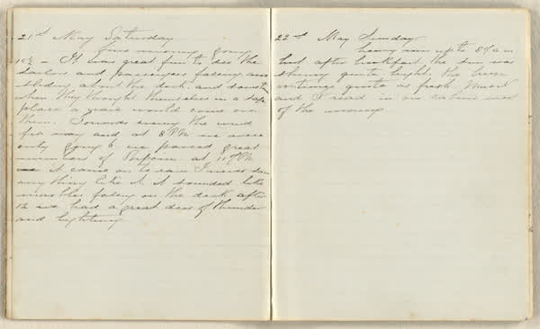 Charles E. D. Goff shipboard diary, spread 11 of 63, Archive 786, 1864