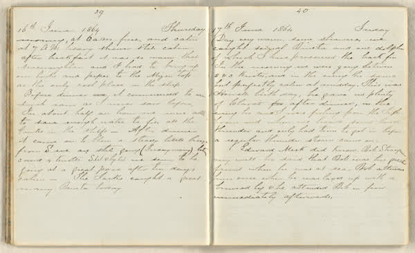Charles E. D. Goff shipboard diary, spread 24 of 63, Archive 786, 1864