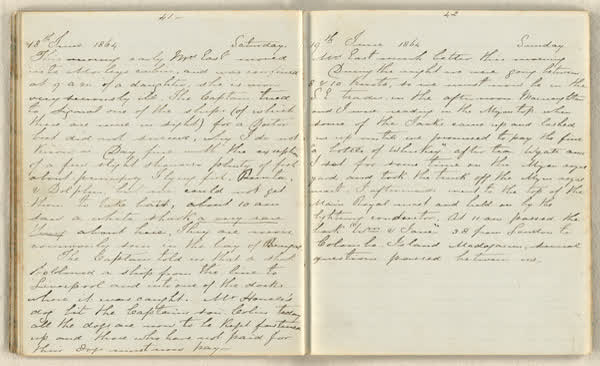 Charles E. D. Goff shipboard diary, spread 25 of 63, Archive 786, 1864