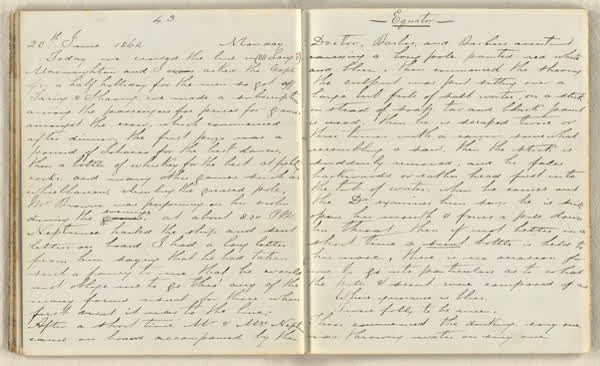 Charles E. D. Goff shipboard diary, spread 26 of 63, Archive 786, 1864