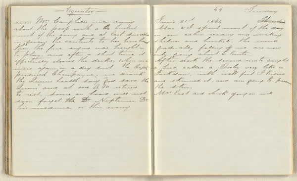 Charles E. D. Goff shipboard diary, spread 27 of 63, Archive 786, 1864