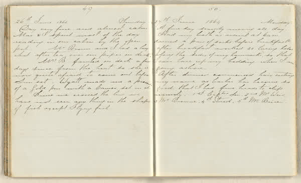 Charles E. D. Goff shipboard diary, spread 30 of 63, Archive 786, 1864