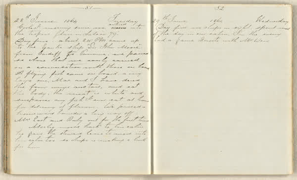 Charles E. D. Goff shipboard diary, spread 31 of 63, Archive 786, 1864