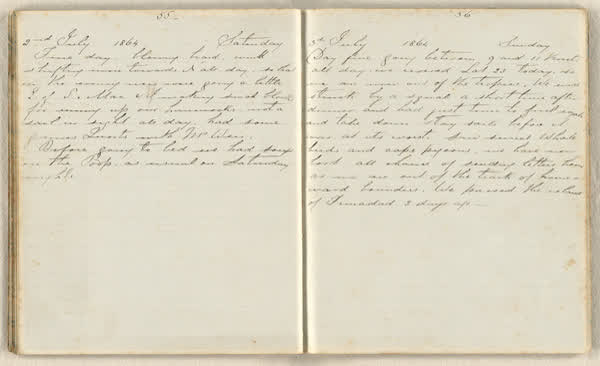 Charles E. D. Goff shipboard diary, spread 33 of 63, Archive 786, 1864