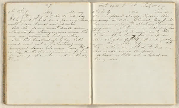 Charles E. D. Goff shipboard diary, spread 34 of 63, Archive 786, 1864