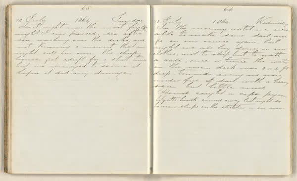 Charles E. D. Goff shipboard diary, spread 38 of 63, Archive 786, 1864