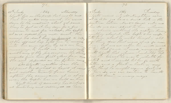 Charles E. D. Goff shipboard diary, spread 41 of 63, Archive 786, 1864