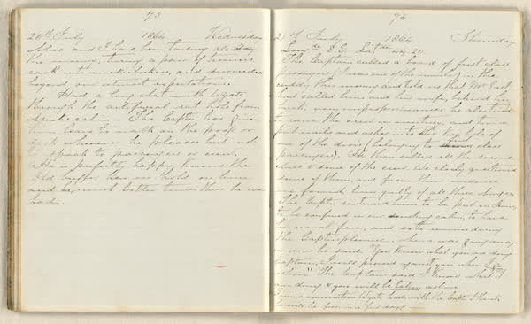 Charles E. D. Goff shipboard diary, spread 42 of 63, Archive 786, 1864