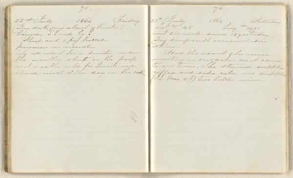 Charles E. D. Goff shipboard diary, spread 43 of 63, Archive 786, 1864