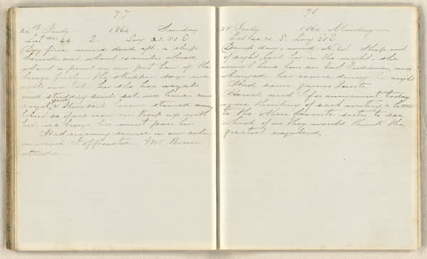Charles E. D. Goff shipboard diary, spread 44 of 63, Archive 786, 1864