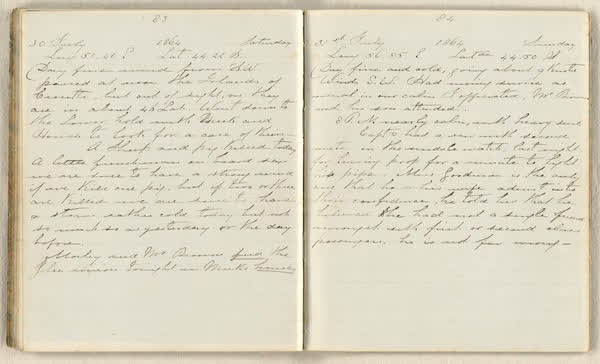 Charles E. D. Goff shipboard diary, spread 47 of 63, Archive 786, 1864