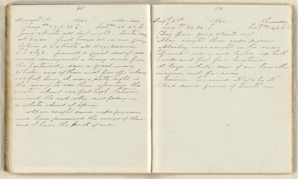 Charles E. D. Goff shipboard diary, spread 48 of 63, Archive 786, 1864