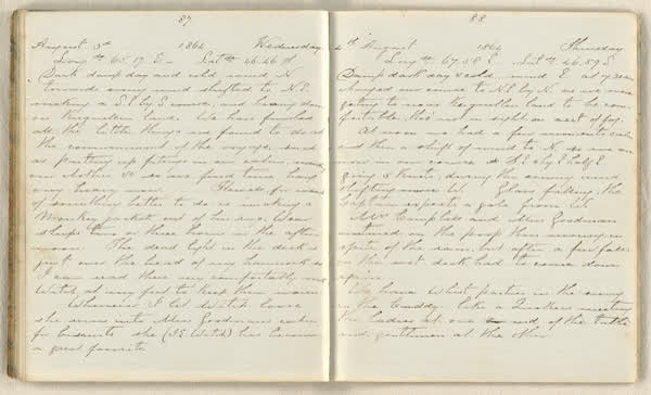 Charles E. D. Goff shipboard diary, spread 49 of 63, Archive 786, 1864