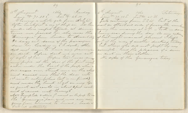 Charles E. D. Goff shipboard diary, spread 50 of 63, Archive 786, 1864