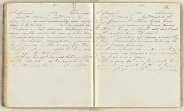 Charles E. D. Goff shipboard diary, spread 51 of 63, Archive 786, 1864