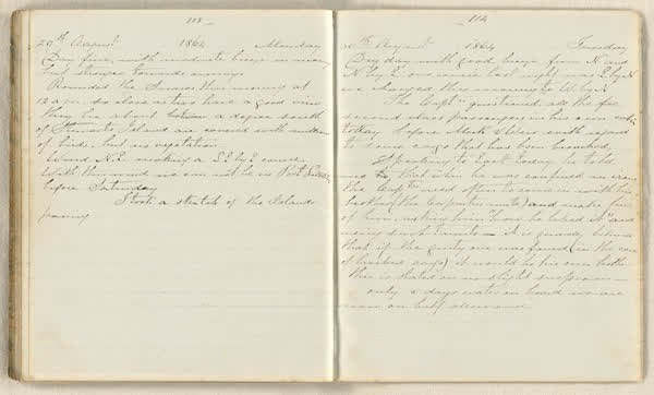 Charles E. D. Goff shipboard diary, spread 59 of 63, Archive 786, 1864