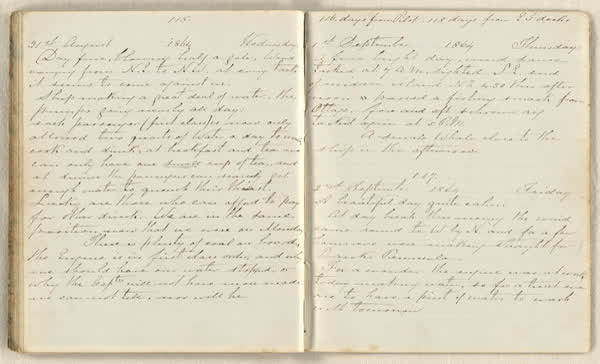 Charles E. D. Goff shipboard diary, spread 60 of 63, Archive 786, 1864