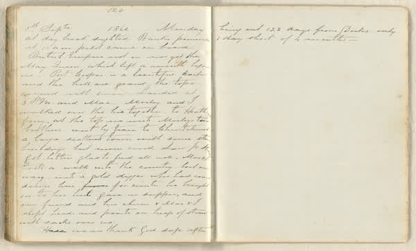 Charles E. D. Goff shipboard diary, spread 62 of 63, Archive 786, 1864