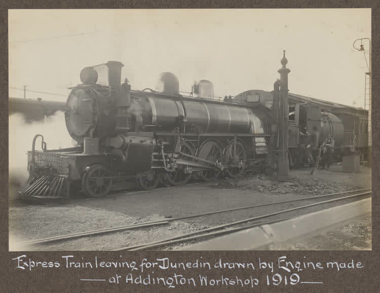 Express train leaving Christchurch, 1919, 1919