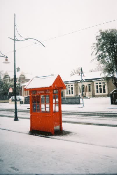 Telephone box in the snow, 2005