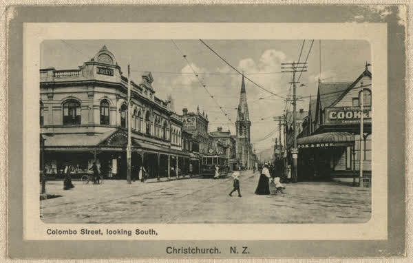 Colombo Street, looking South, Christchurch. N.Z., 1910
