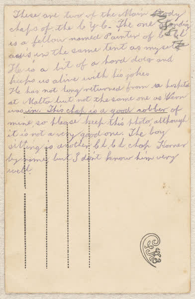 James Painter and Wilfred Korner, reverse, 1915