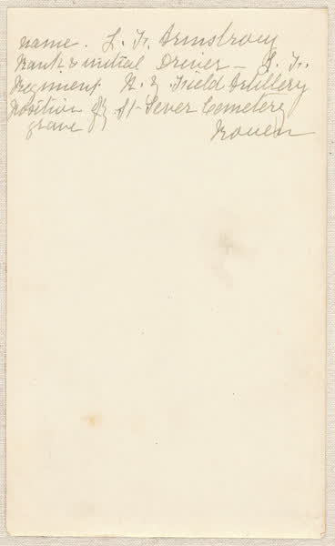 Wooden cross, St. Sever Cemetery, reverse, 1919