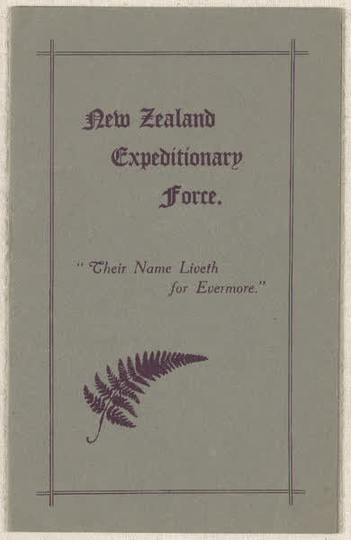 Photograph of the grave, coverNew Zealand Expeditionary Force. “Their name liveth for evermore”, 1919